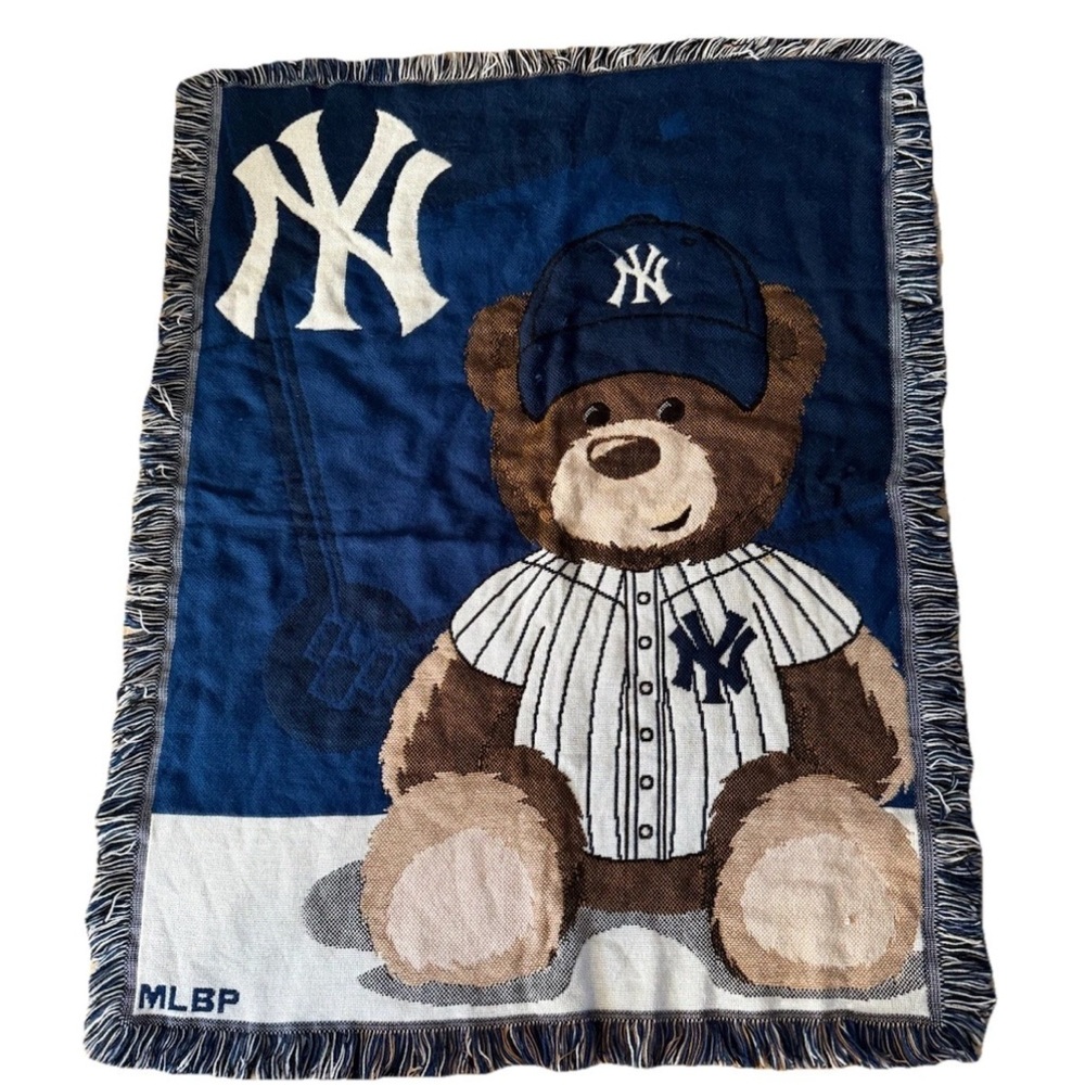 MLB New York‎ Yankees Teddy Bear Throw Knit Blanket Northwest Company 36x47”